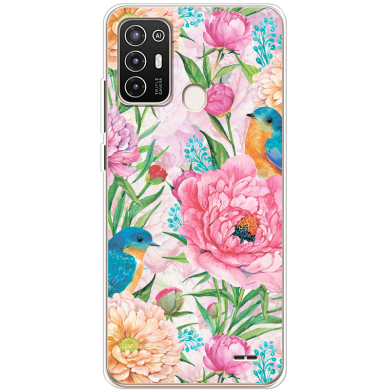 Чехол BoxFace ZTE Blade A52 Birds in Flowers