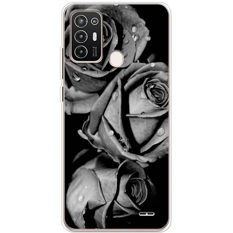 Чехол BoxFace ZTE Blade A52 Black and White Roses