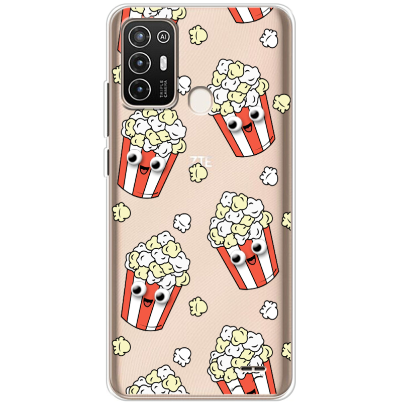 Прозрачный чехол BoxFace ZTE Blade A52 с 3D-глазками Popcorn