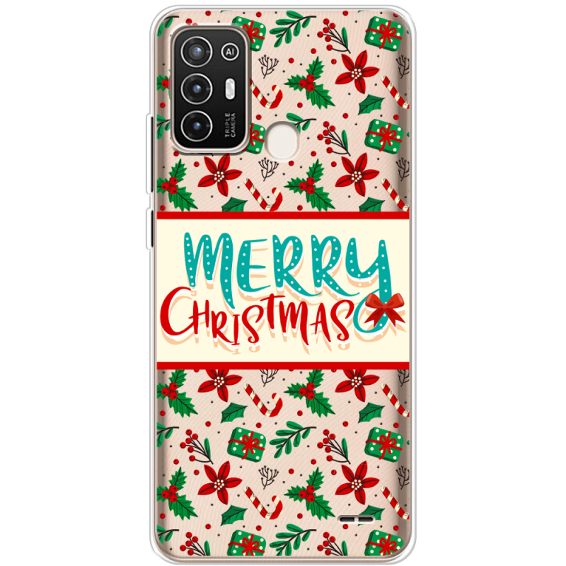 Прозрачный чехол BoxFace ZTE Blade A52 Vintage Christmas Pattern