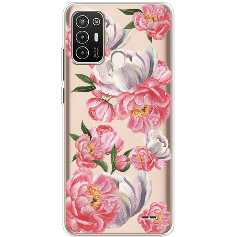 Прозрачный чехол BoxFace ZTE Blade A52 Peony Watercolor Style