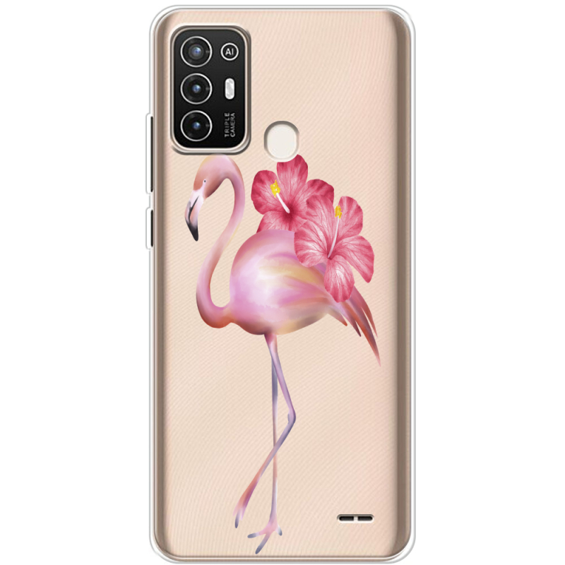 Прозрачный чехол BoxFace ZTE Blade A52 Floral Flamingo