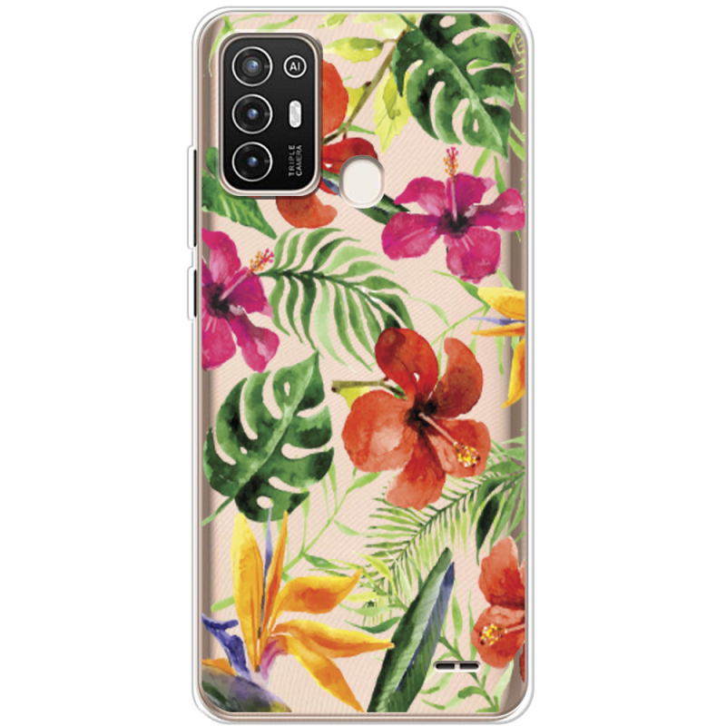 Прозрачный чехол BoxFace ZTE Blade A52 Tropical Flowers