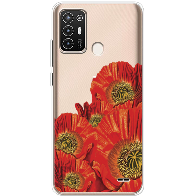 Прозрачный чехол BoxFace ZTE Blade A52 Red Poppies