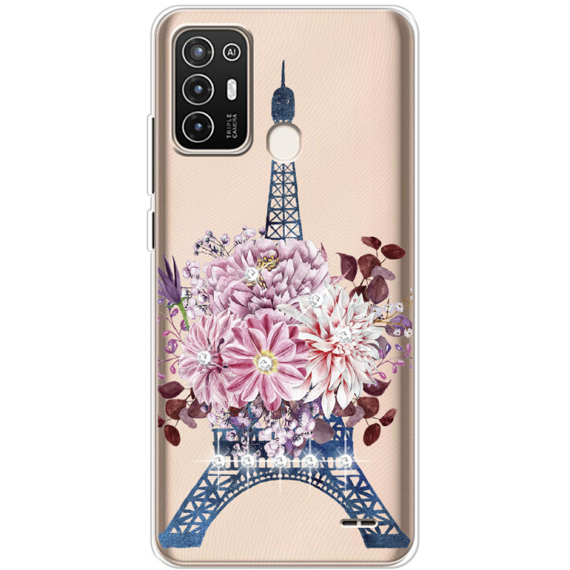 Чехол со стразами ZTE Blade A52 Eiffel Tower