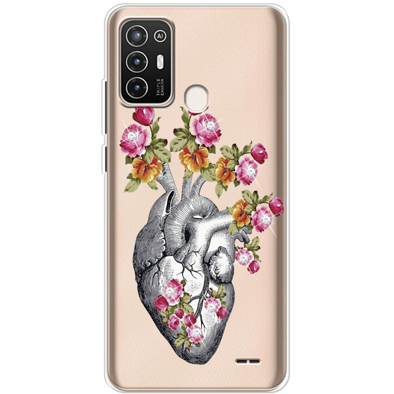 Чехол со стразами ZTE Blade A52 Heart