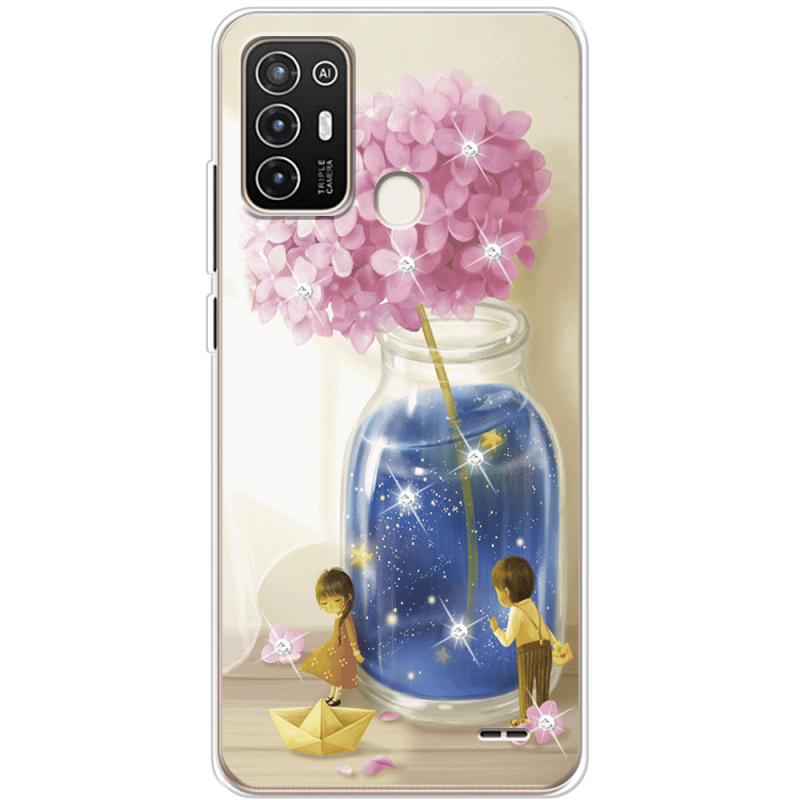 Чехол со стразами ZTE Blade A52 Little Boy and Girl