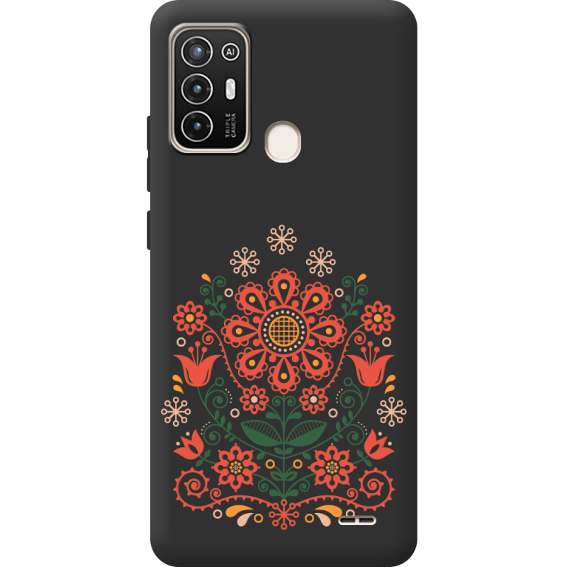 Черный чехол BoxFace ZTE Blade A52 Ukrainian Ornament