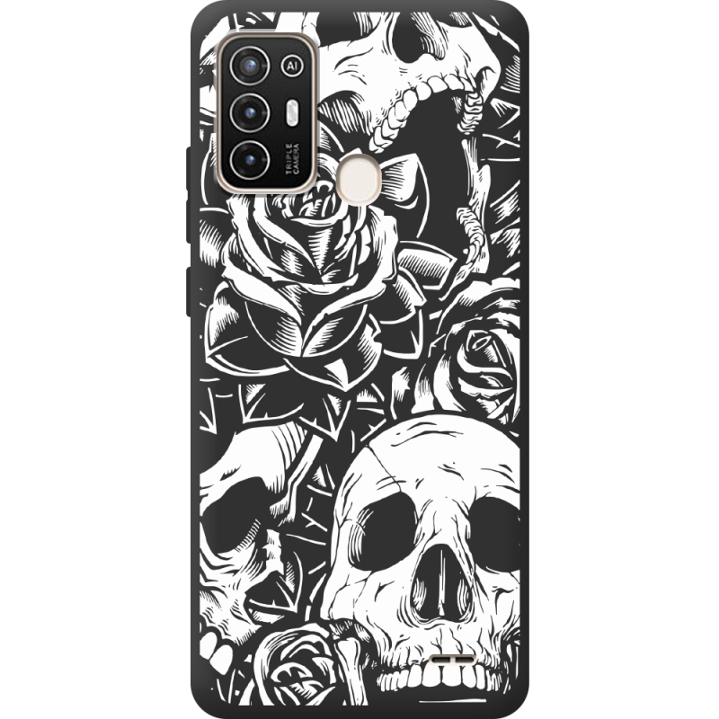 Черный чехол BoxFace ZTE Blade A52 Skull and Roses