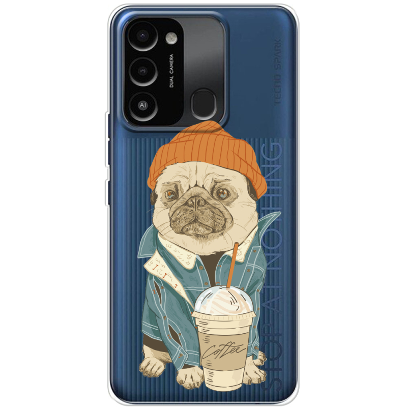 Прозрачный чехол BoxFace Tecno Spark Go 2022 Dog Coffeeman