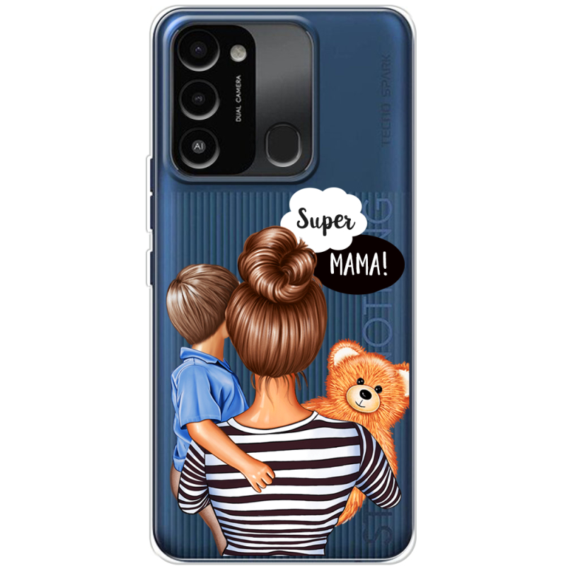 Прозрачный чехол BoxFace Tecno Spark Go 2022 Super Mama and Son