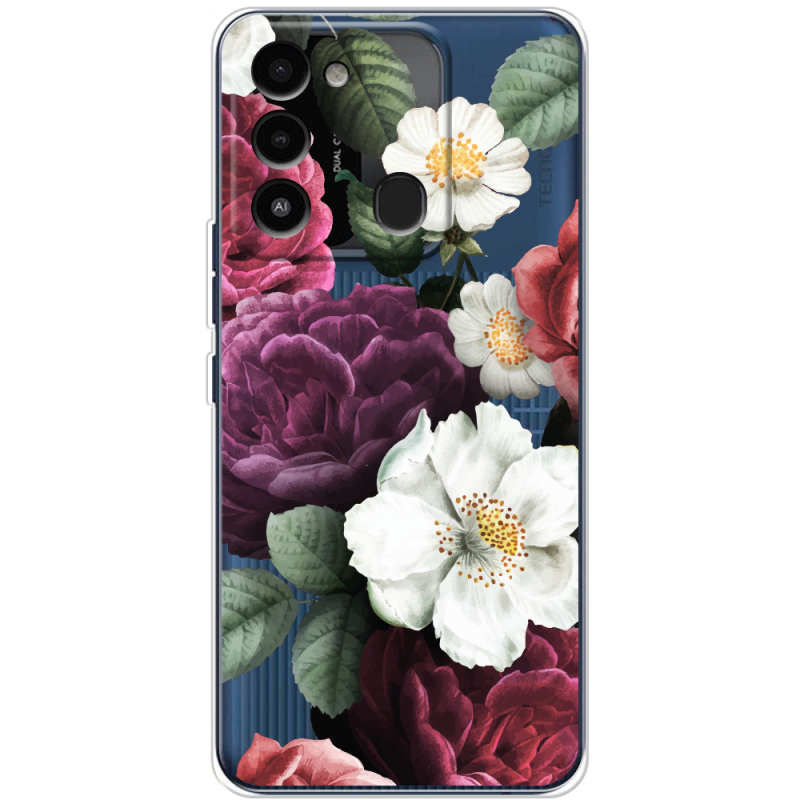 Прозрачный чехол BoxFace Tecno Spark Go 2022 Floral Dark Dreams