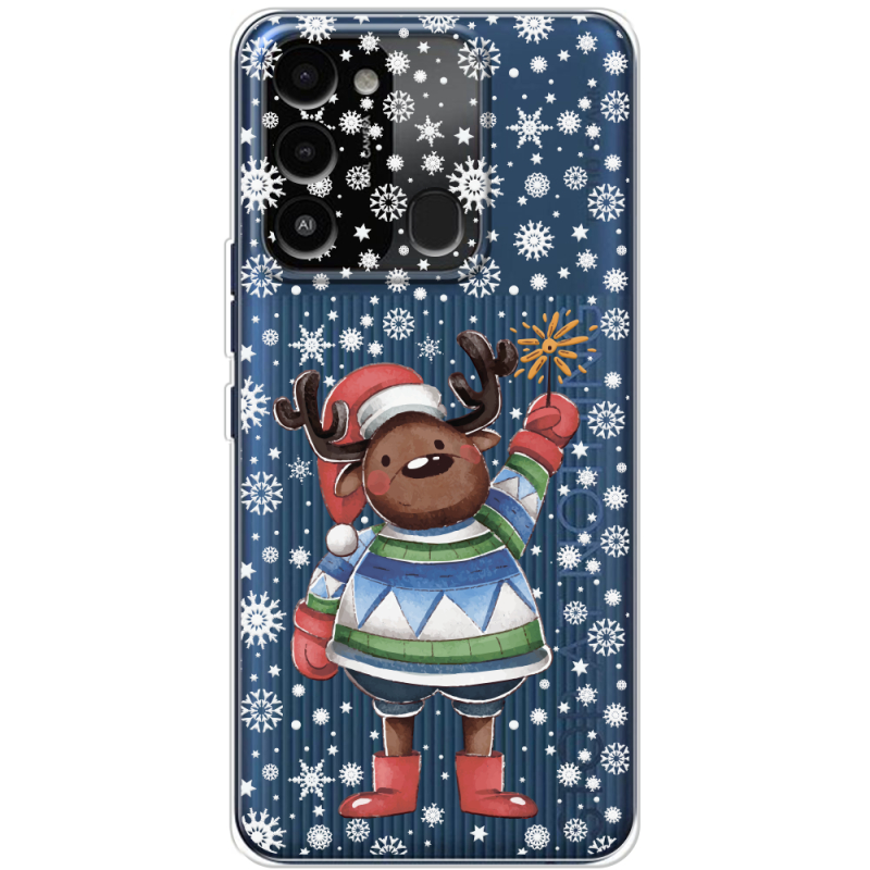 Прозрачный чехол BoxFace Tecno Spark Go 2022 Christmas Deer with Snow