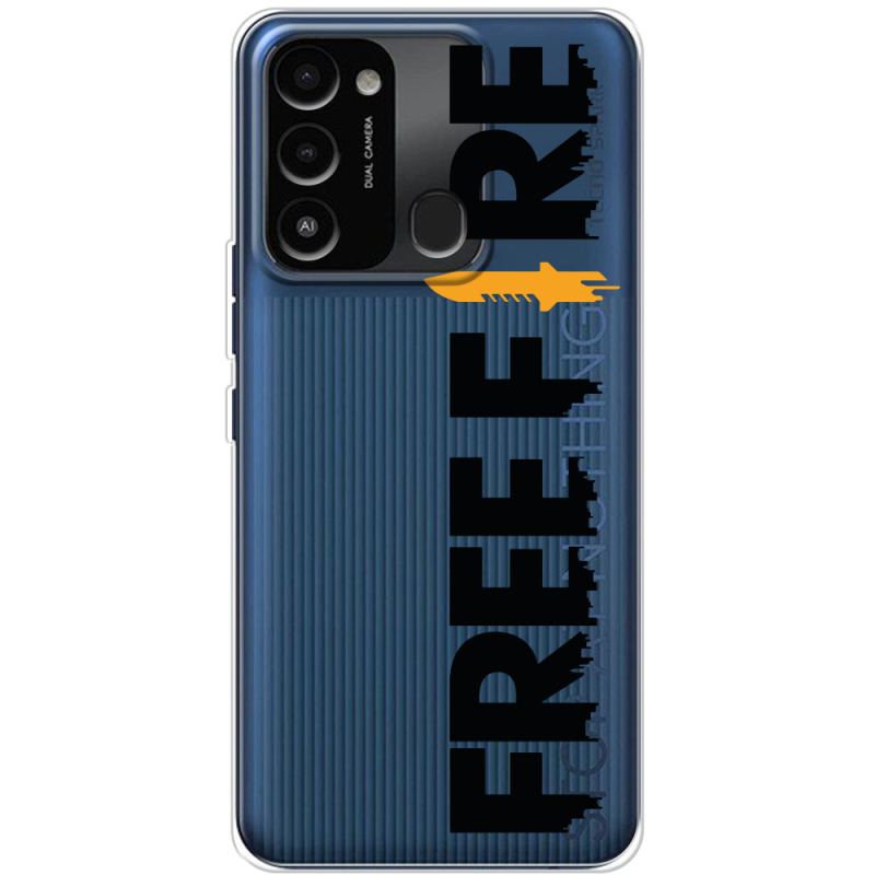 Прозрачный чехол BoxFace Tecno Spark Go 2022 Free Fire Black Logo