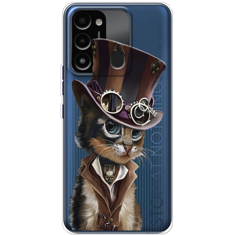 Прозрачный чехол BoxFace Tecno Spark Go 2022 Steampunk Cat