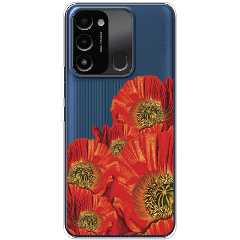 Прозрачный чехол BoxFace Tecno Spark Go 2022 Red Poppies