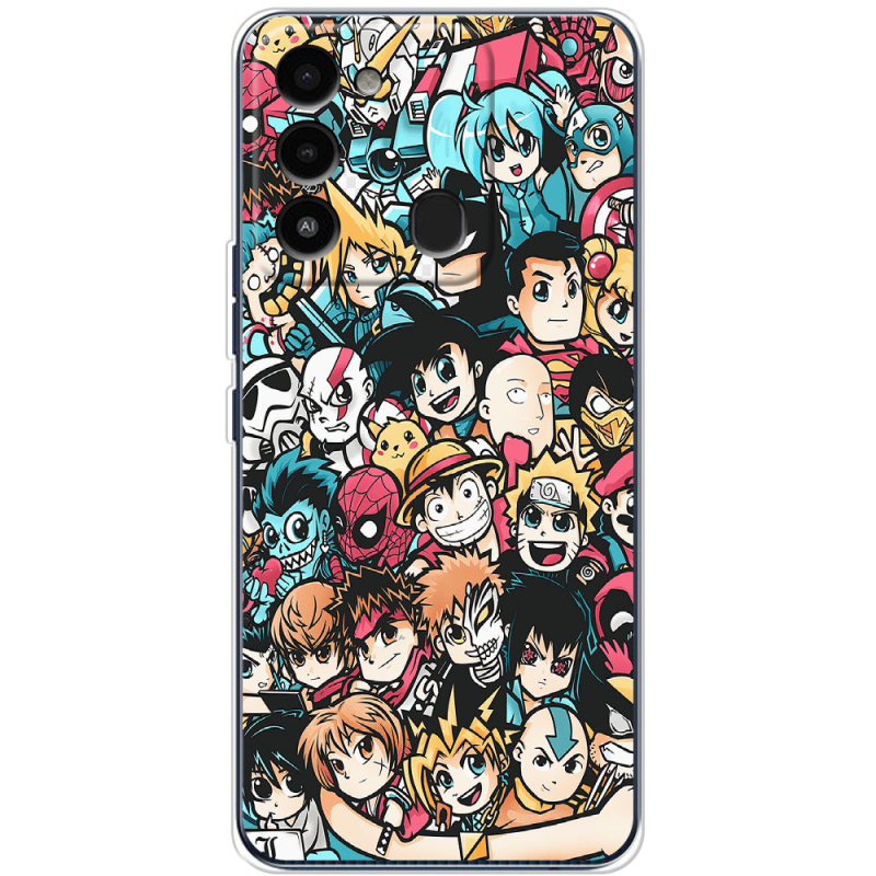 Чехол BoxFace Tecno Spark 8C Anime Stickers