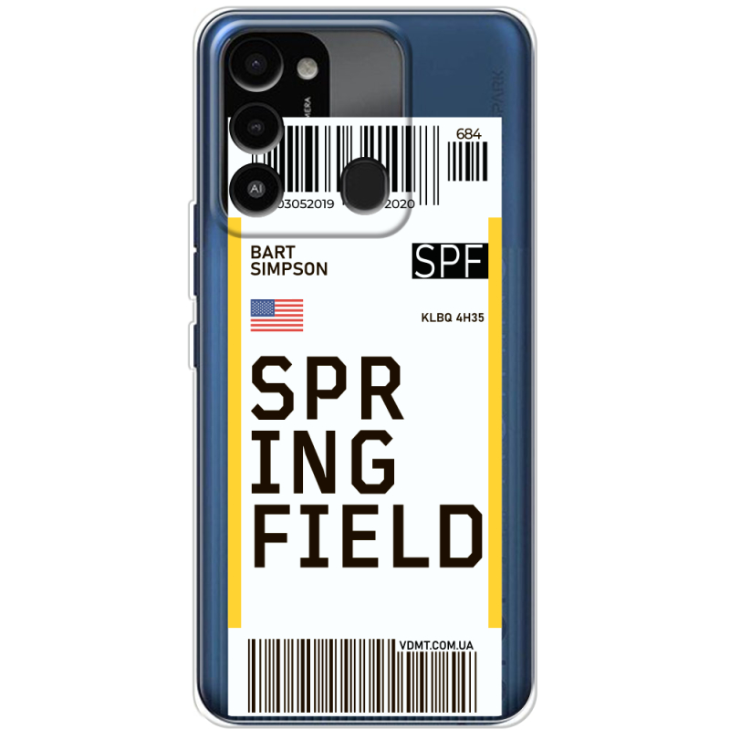 Прозрачный чехол BoxFace Tecno Spark 8C Ticket Springfield