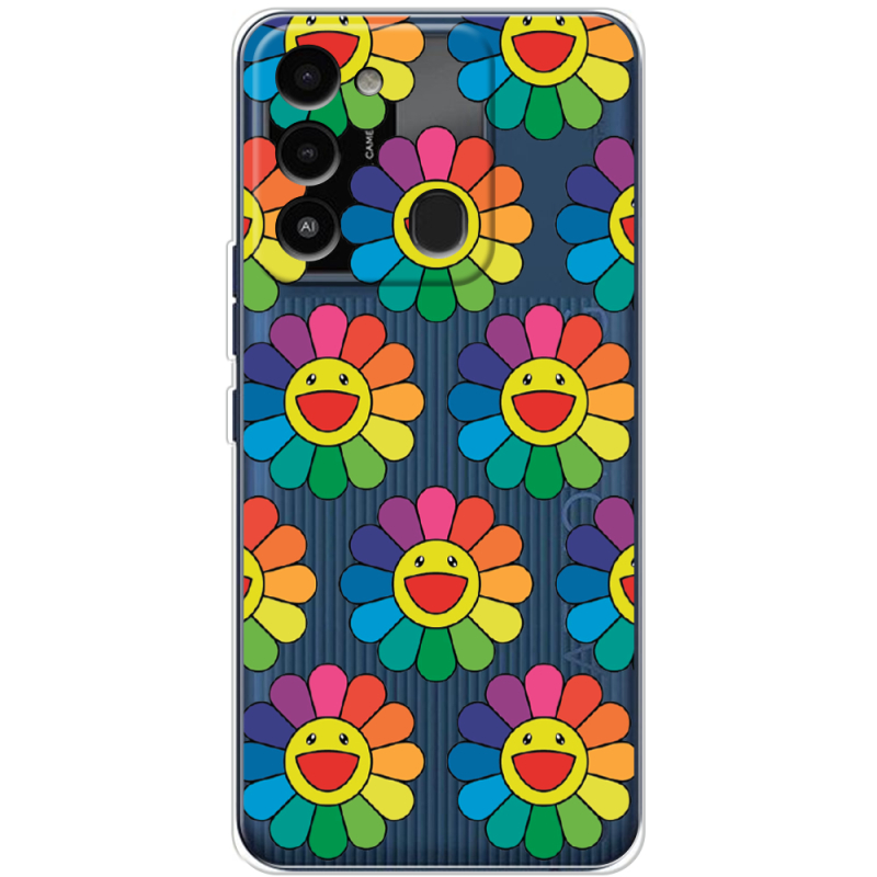 Прозрачный чехол BoxFace Tecno Spark 8C Hippie Flowers