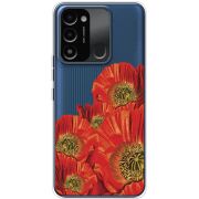 Прозрачный чехол BoxFace Tecno Spark 8C Red Poppies