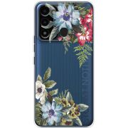 Прозрачный чехол BoxFace Tecno Spark 8C Floral