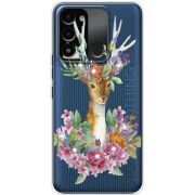 Чехол со стразами BoxFace Tecno Spark 8C Deer with flowers