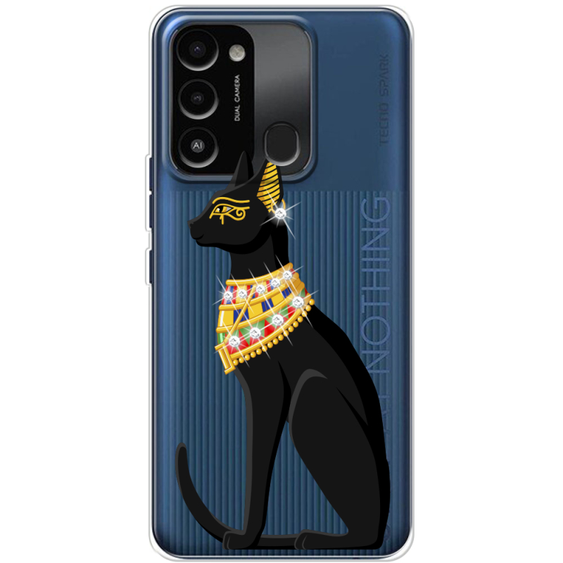 Чехол со стразами BoxFace Tecno Spark 8C Egipet Cat