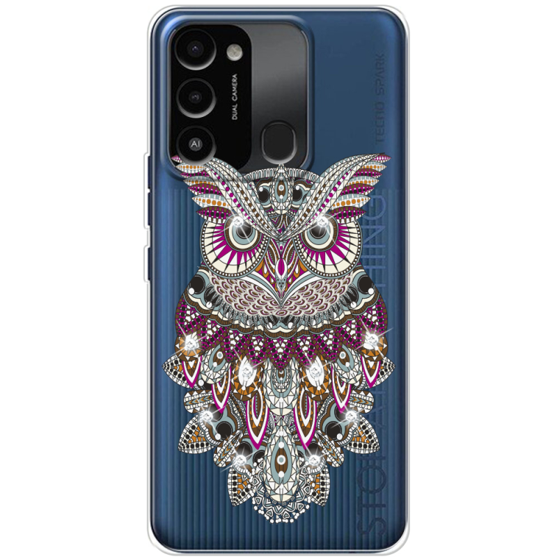 Чехол со стразами BoxFace Tecno Spark 8C Owl