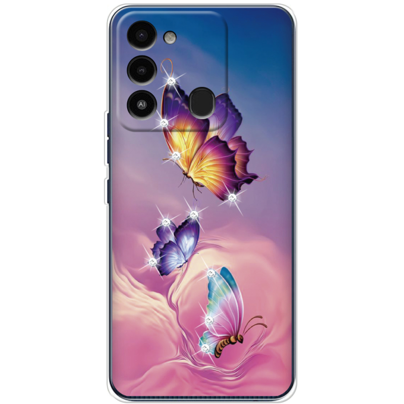 Чехол со стразами BoxFace Tecno Spark 8C Butterflies