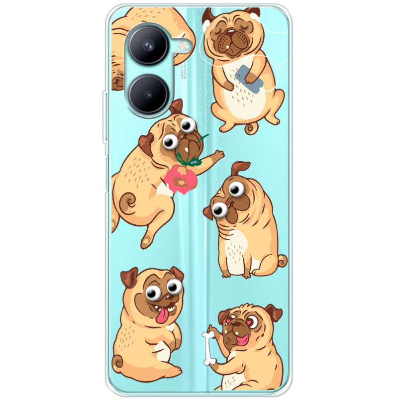 Прозрачный чехол BoxFace Realme C33 с 3D-глазками Pug