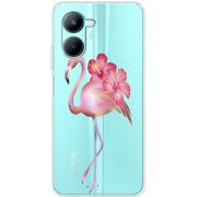 Прозрачный чехол BoxFace Realme C33 Floral Flamingo