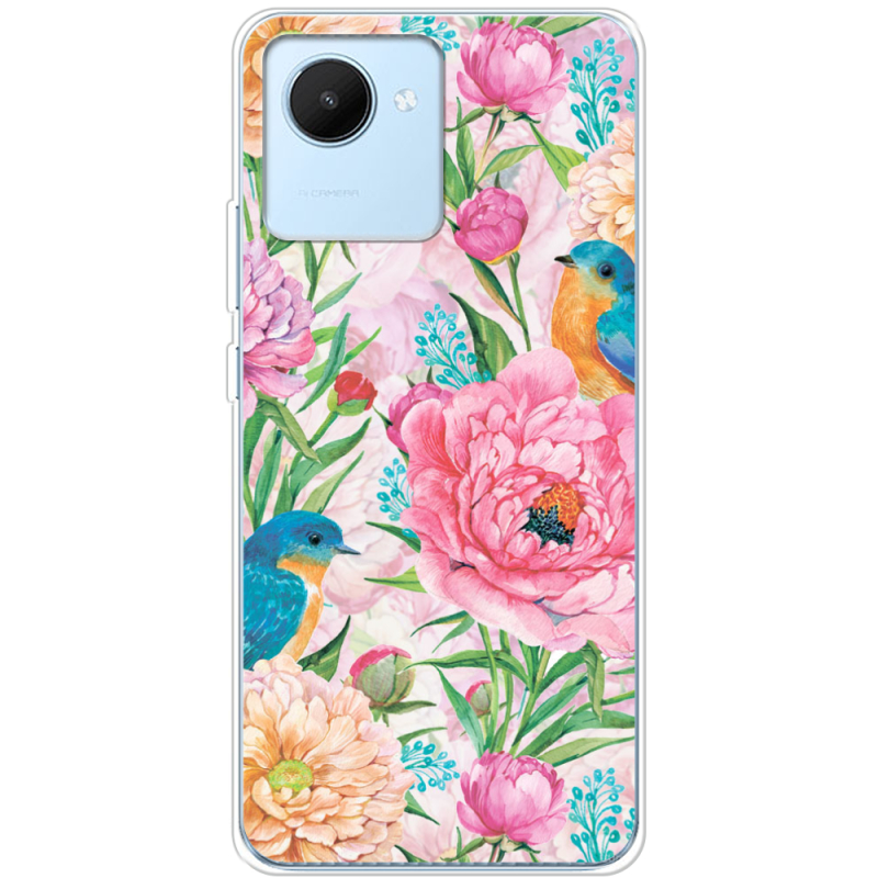 Чехол BoxFace Realme C30 Birds in Flowers