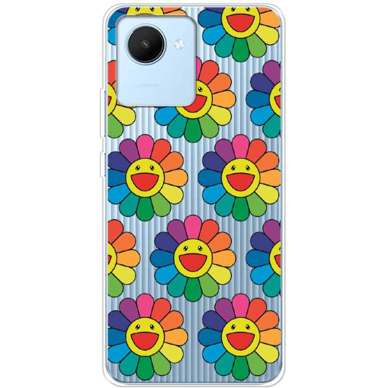 Прозрачный чехол BoxFace Realme C30 Hippie Flowers