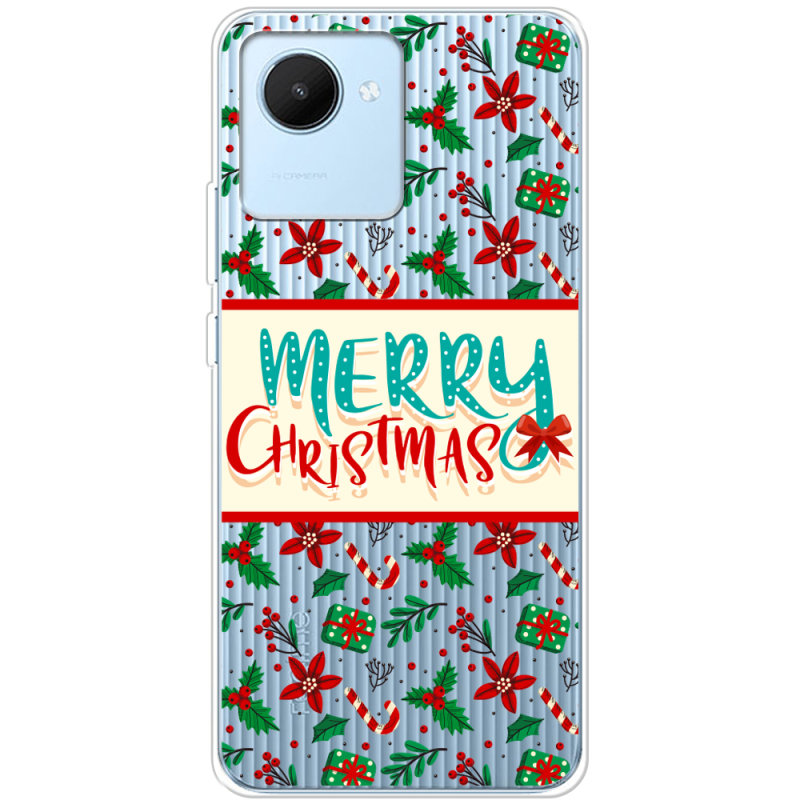 Прозрачный чехол BoxFace Realme C30 Vintage Christmas Pattern