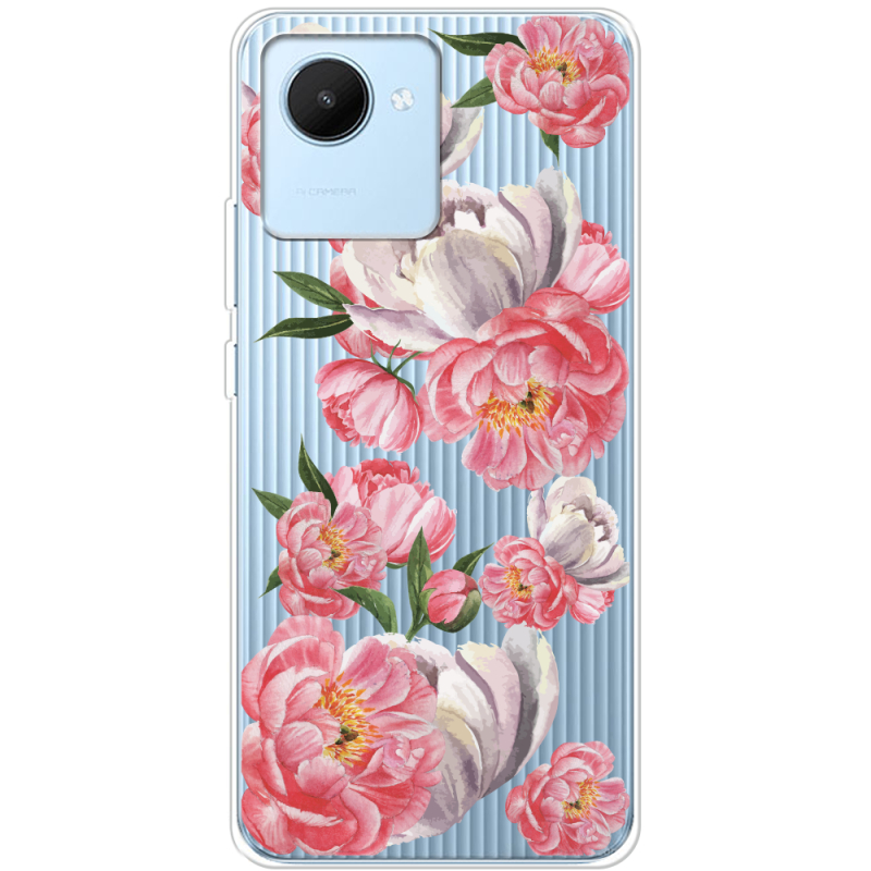 Прозрачный чехол BoxFace Realme C30 Peony Watercolor Style