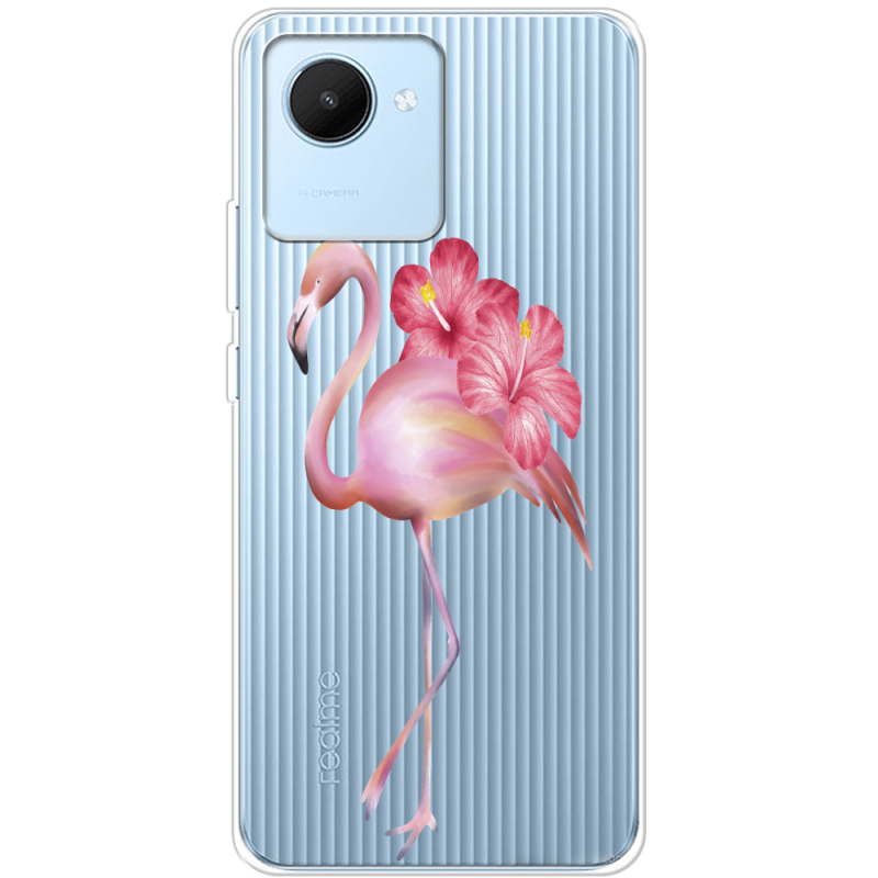 Прозрачный чехол BoxFace Realme C30 Floral Flamingo