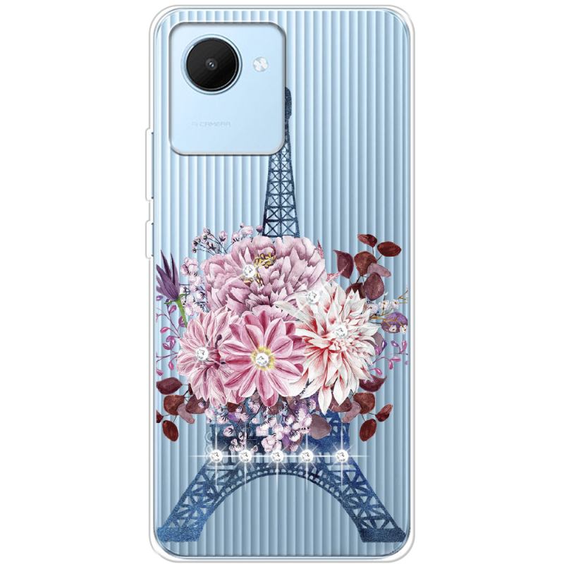 Чехол со стразами Realme C30 Eiffel Tower