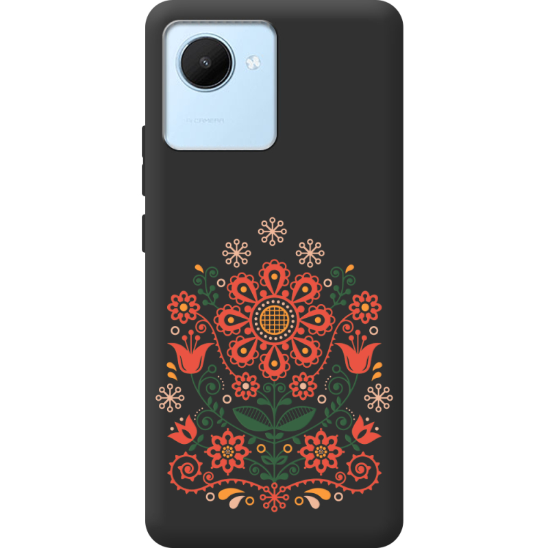 Черный чехол BoxFace Realme C30 Ukrainian Ornament