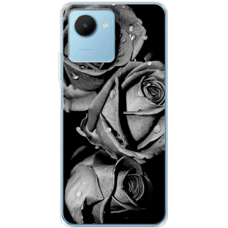 Чехол BoxFace Realme C30s Black and White Roses