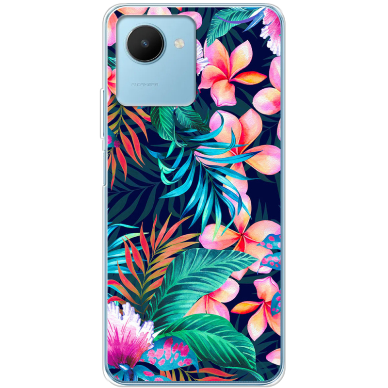 Чехол BoxFace Realme C30s flowers in the tropics