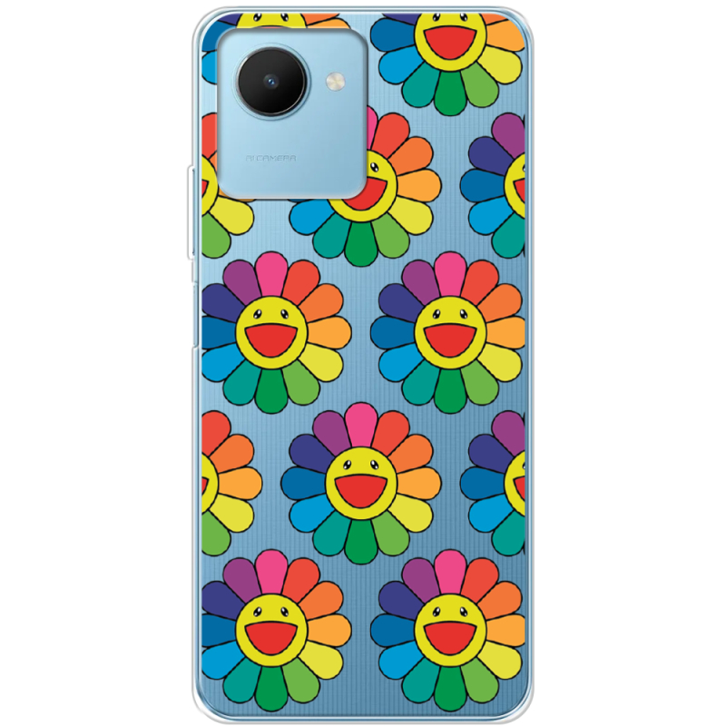 Прозрачный чехол BoxFace Realme C30s Hippie Flowers