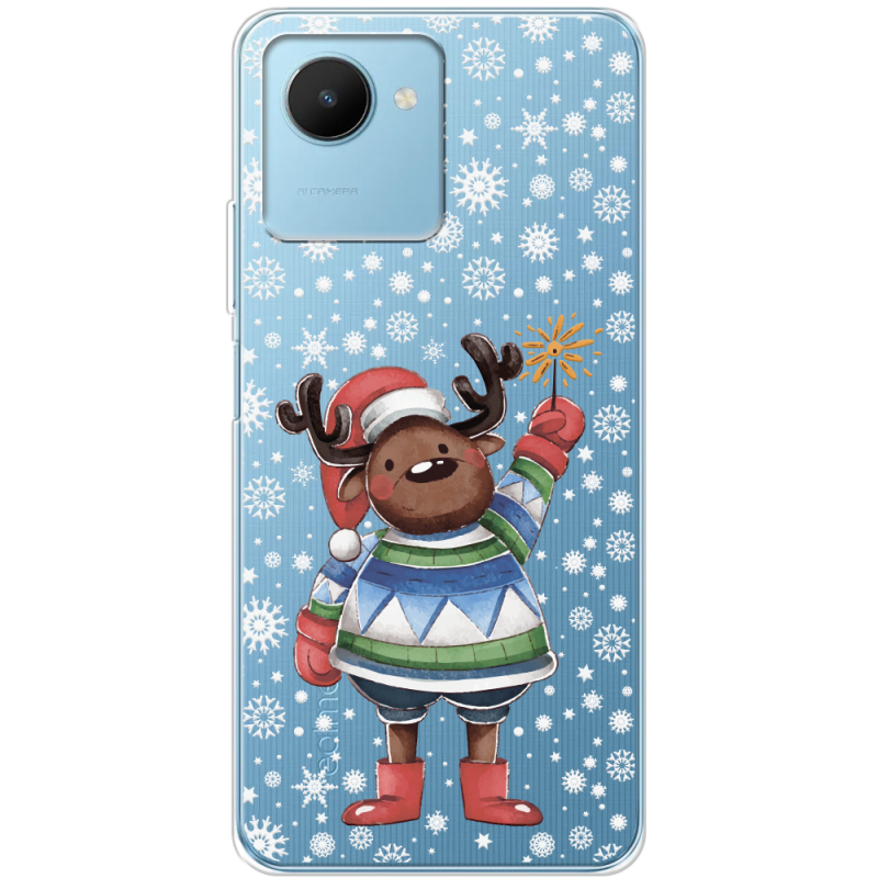 Прозрачный чехол BoxFace Realme C30s Christmas Deer with Snow