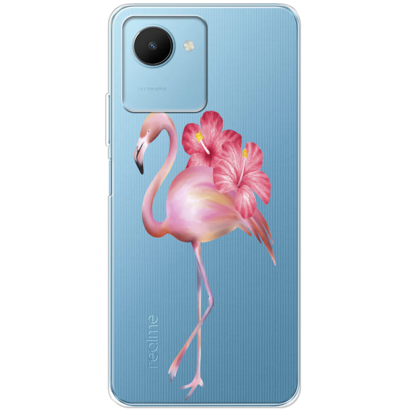 Прозрачный чехол BoxFace Realme C30s Floral Flamingo