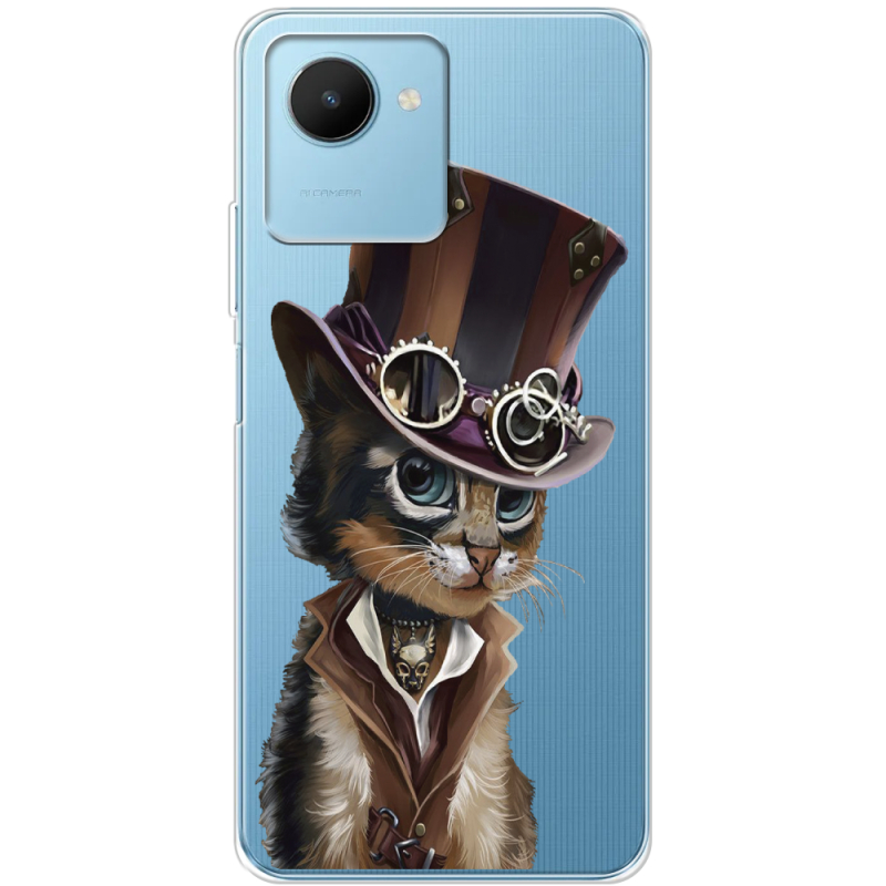 Прозрачный чехол BoxFace Realme C30s Steampunk Cat