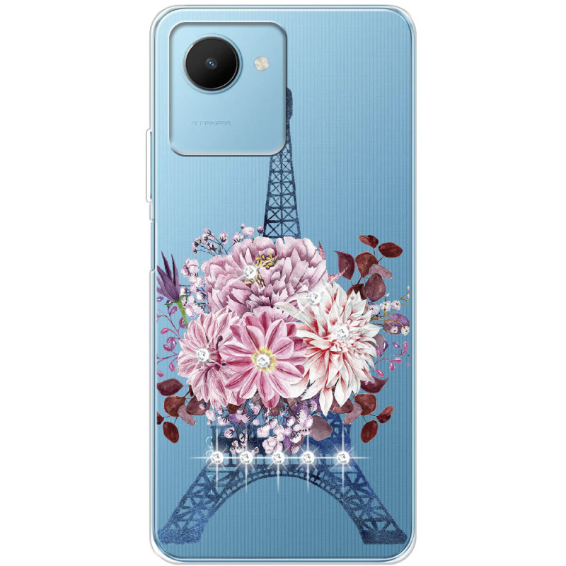 Чехол со стразами Realme C30s Eiffel Tower