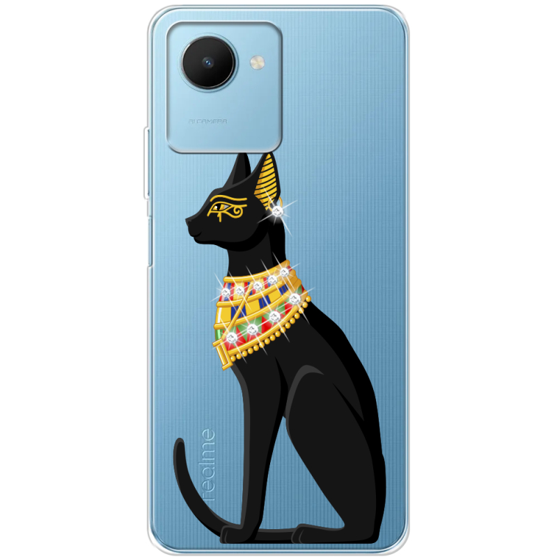 Чехол со стразами Realme C30s Egipet Cat