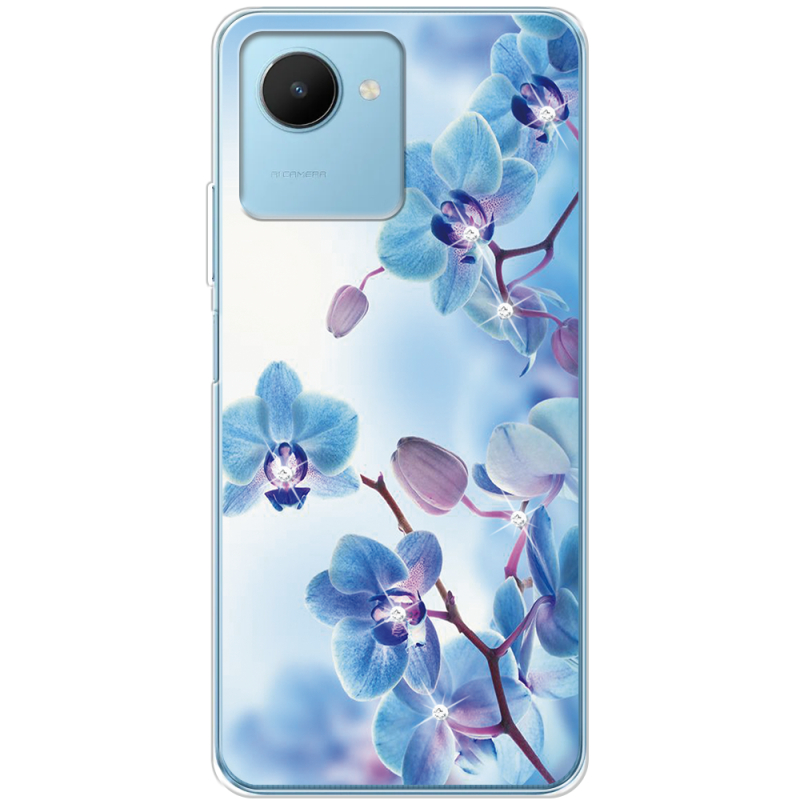 Чехол со стразами Realme C30s Orchids