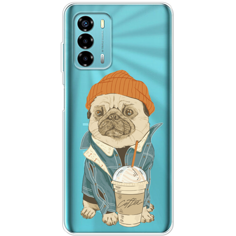 Прозрачный чехол BoxFace ZTE Blade V40 Vita Dog Coffeeman