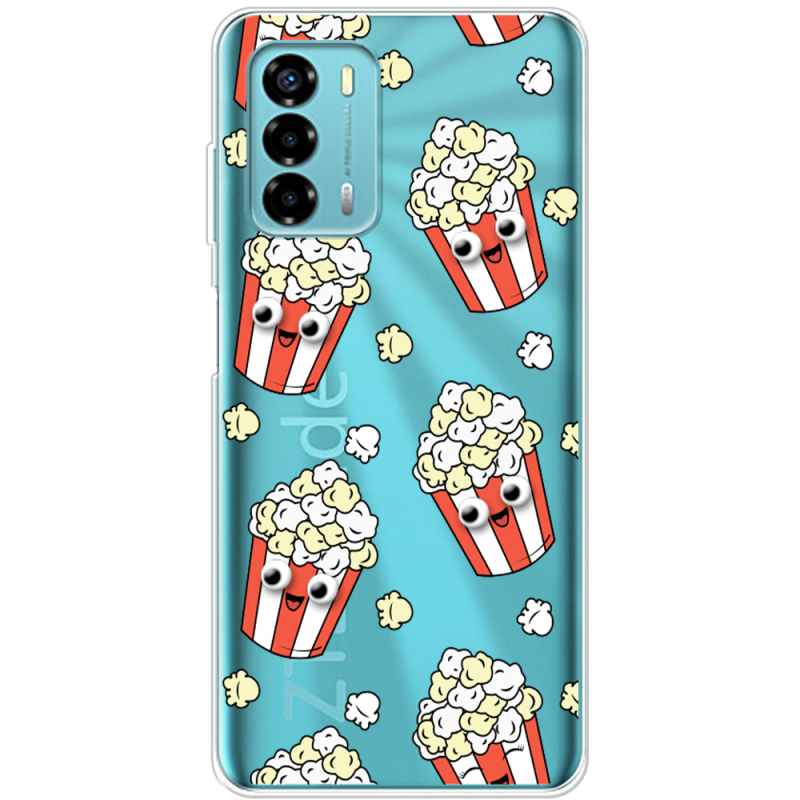 Прозрачный чехол BoxFace ZTE Blade V40 Vita с 3D-глазками Popcorn