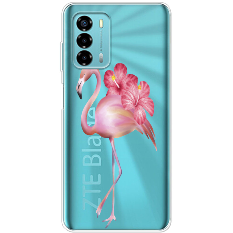 Прозрачный чехол BoxFace ZTE Blade V40 Vita Floral Flamingo